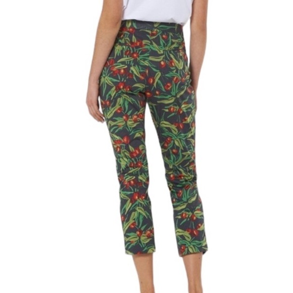 L.K. Bennett London Susie Pant Cropped Ankle Cherry Leaf Print Fitted Size 4 - Picture 2 of 9